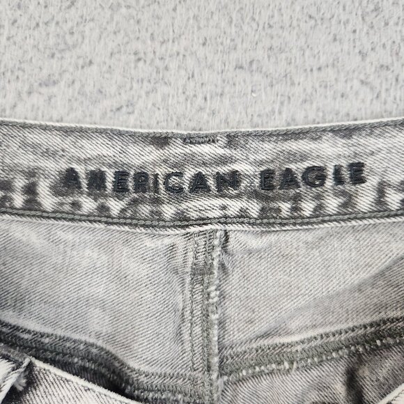 American Eagle Jeans Womens 14 Distressed Mom Gray Acid Wash Stretch Denim Pants - Picture 7 of 11